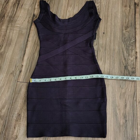 Rachael G. Stretch Purple Strappy Round Neck Dress with Backless - Picture 8 of 10